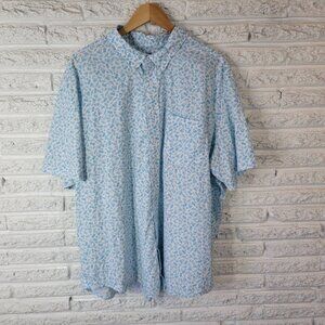 George Mens Shirt 3XL 54 56 Short Sleeve Blue White Lightweight Nautical NOV1XE